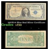 1957B $1 Blue Seal Silver Certificate Grades vf++