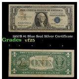 1957B $1 Blue Seal Silver Certificate Grades vf+
