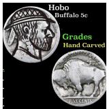Hobo Buffalo Nickel 5c Grades Hand Carved