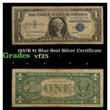 1957B $1 Blue Seal Silver Certificate Grades vf+