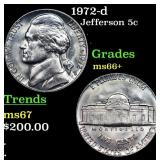 1972-d Jefferson Nickel 5c Grades GEM++ Unc