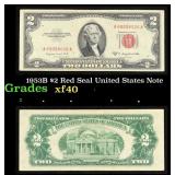 1953B $2 Red Seal United States Note Grades xf