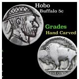Hobo Buffalo Nickel 5c Grades Hand Carved