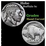 Hobo Buffalo Nickel 5c Grades Hand Carved
