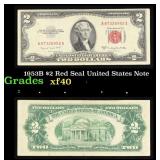 1953B $2 Red Seal United States Note Grades xf