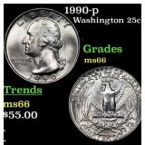 1990-p Washington Quarter 25c Grades GEM+ Unc