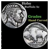 Hobo Buffalo Nickel 5c Grades Hand Carved