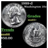 1989-d Washington Quarter 25c Grades GEM+ Unc