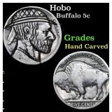 Hobo Buffalo Nickel 5c Grades Hand Carved