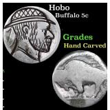 Hobo Buffalo Nickel 5c Grades Hand Carved