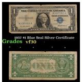 1957 $1 Blue Seal Silver Certificate Grades vf++
