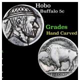 Hobo Buffalo Nickel 5c Grades Hand Carved