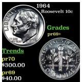 1964 Proof Roosevelt Dime 10c Grades GEM++ Proof