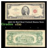 1963 $2 Red Seal United States Note Grades vf++