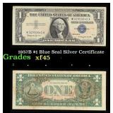 1957B $1 Blue Seal Silver Certificate Grades xf+