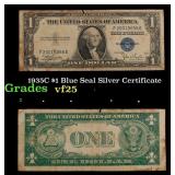 1935C $1 Blue Seal Silver Certificate Grades vf+