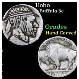 Hobo Buffalo Nickel 5c Grades Hand Carved