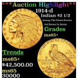 ***Major Highlight*** 1914-d Gold Indian Quarter E