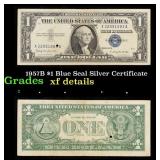 1957B $1 Blue Seal Silver Certificate Grades xf de