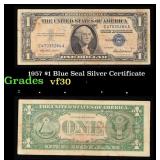 1957 $1 Blue Seal Silver Certificate Grades vf++