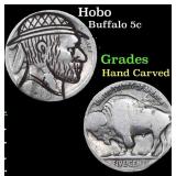 Hobo Buffalo Nickel 5c Grades Hand Carved