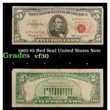 1963 $5 Red Seal United States Note Grades vf++
