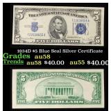 1934D $5 Blue Seal Silver Certificate Grades Choic
