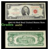 1963 $2 Red Seal United States Note Grades Choice