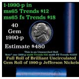 BU Shotgun Jefferson 5c roll, 1990-p 40 pcs Bank $