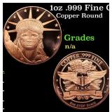 1oz .999 Fine Copper Bullion Round - Statue of Lib
