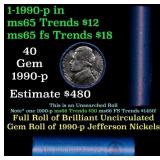 BU Shotgun Jefferson 5c roll, 1990-p 40 pcs Bank $