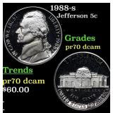 1988-s Proof Jefferson Nickel 5c GEM++ Proof Deep