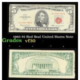 1963 $5 Red Seal United States Note Grades vf++