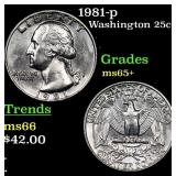 1981-p Washington Quarter 25c Grades GEM+ Unc