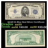 1934D $5 Blue Seal Silver Certificate Grades Choic
