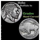 Hobo Buffalo Nickel 5c Grades Hand Carved