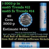 BU Shotgun Jefferson 5c roll, 2002-p 40 pcs Bank $