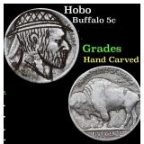 Hobo Buffalo Nickel 5c Grades Hand Carved