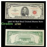 1963 $5 Red Seal United States Note Grades xf