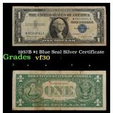 1957B $1 Blue Seal Silver Certificate Grades vf++