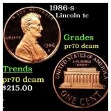 1986-s Proof Lincoln Cent 1c GEM++ Proof Deep Came