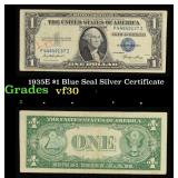 1935E $1 Blue Seal Silver Certificate Grades vf++