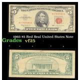 1963 $5 Red Seal United States Note Grades vf+