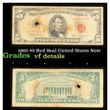 1963 $5 Red Seal United States Note Grades vf deta