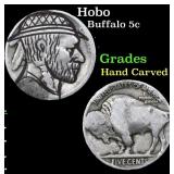 Hobo Buffalo Nickel 5c Grades Hand Carved