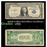1935D $1 Blue Seal Silver Certificate Grades vf++