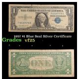 1957 $1 Blue Seal Silver Certificate Grades vf+