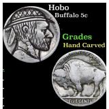 Hobo Buffalo Nickel 5c Grades Hand Carved