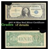 1957 $1 Blue Seal Silver Certificate Grades vf det