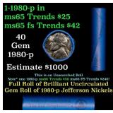 BU Shotgun Jefferson 5c roll, 1980-p 40 pcs Bell T